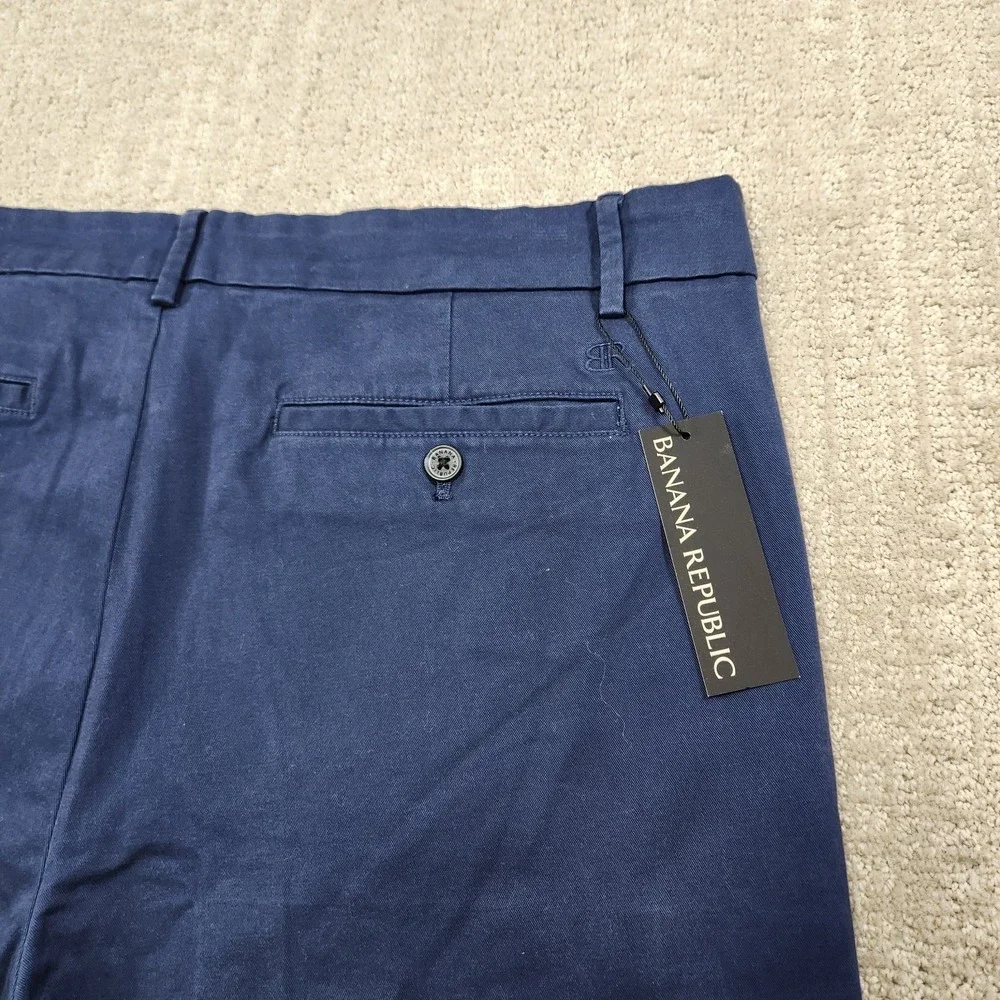 Banana Republic Pants Men 38x32 Blue Cotton Twill Stretch Chino NEW Straight Leg